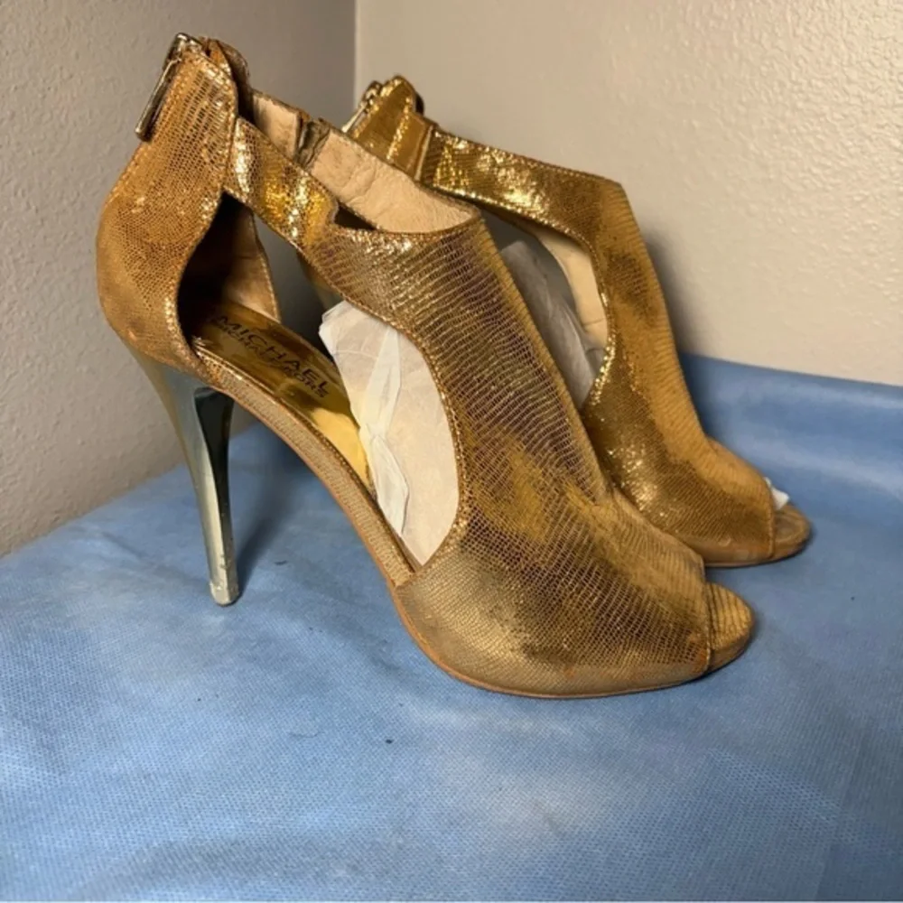Michael Kors Metallic Gold Peep-Toe Heels